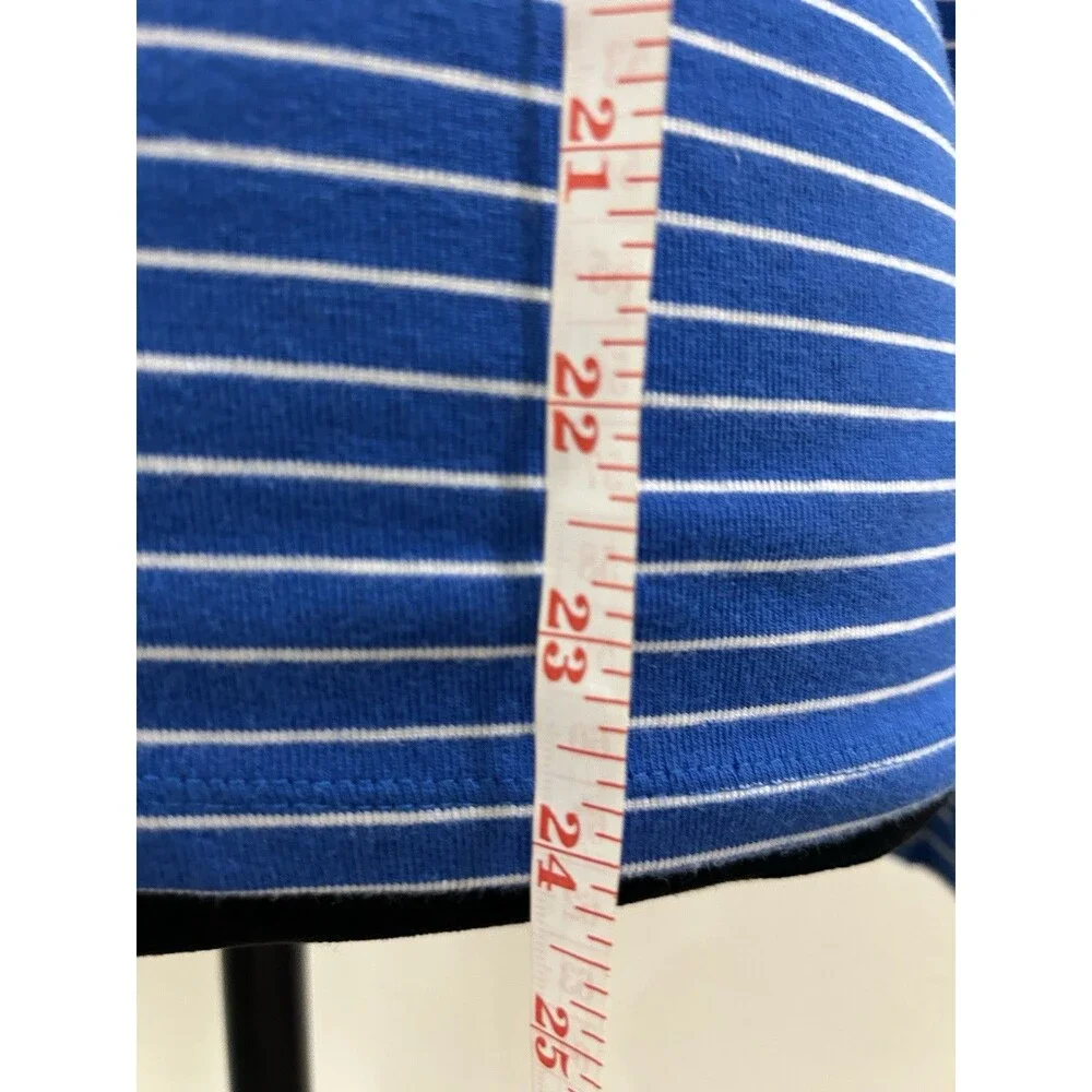 J. Crew Womens S Top Mockneck Blue White Striped Long Sleeve 100% Cotton
